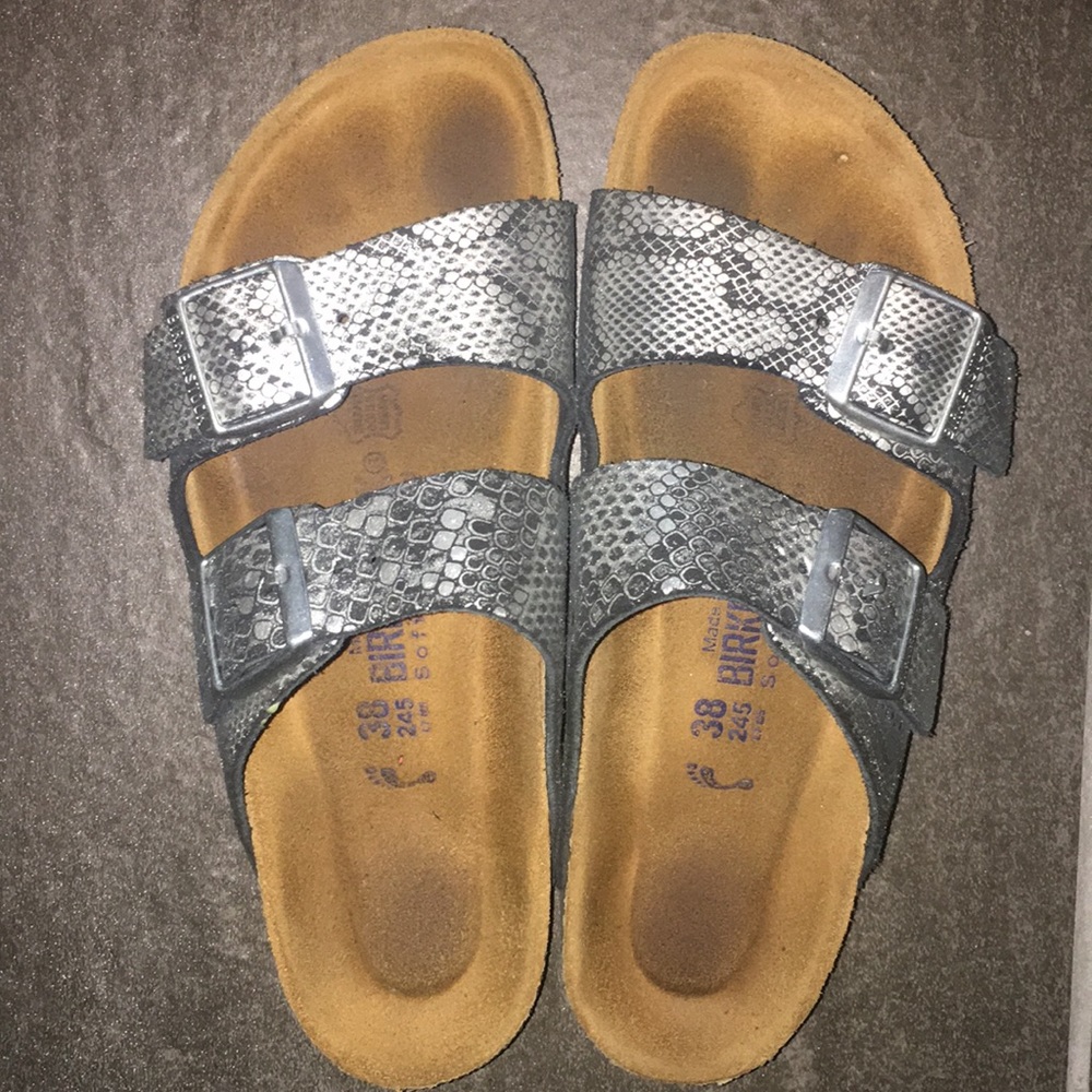 Silver Snakeskin Birkenstocks